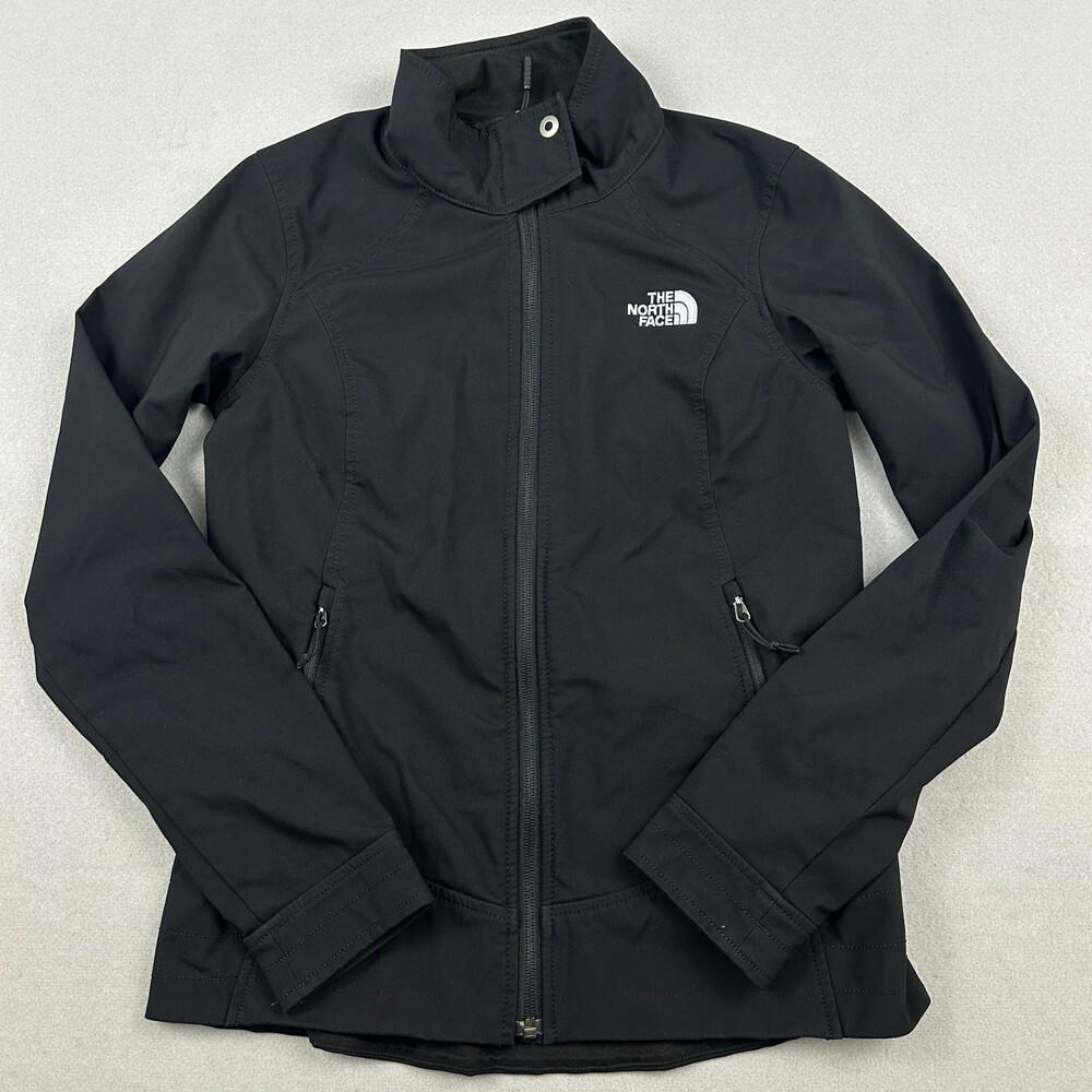 The North Face Jacket Women Small Black Full Zip Softshell Windbreaker Outerwear